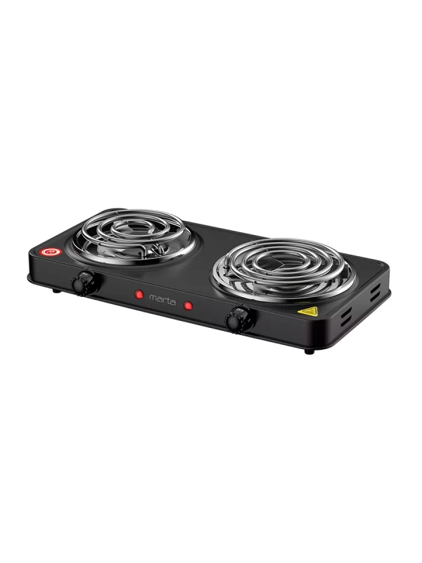 Электрическая плитка MARTA MT-HP4236A 3000W, 2 конфорки спираль, диаметр13/15, черный
