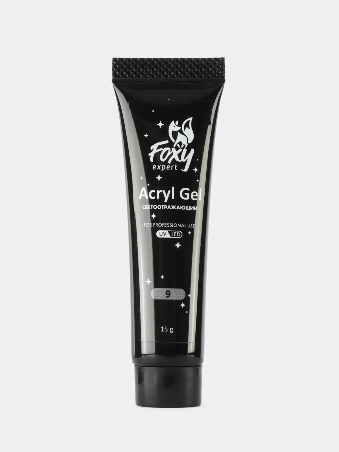 Черный акрил-гель (Acryl gel) FOXY EXPERT, светоотражающий