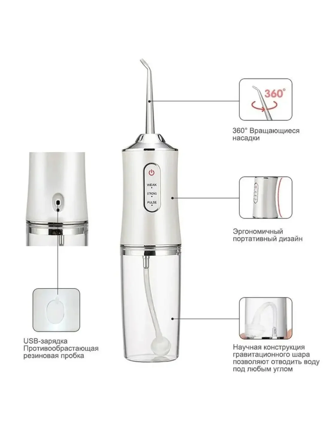Белый портативный ирригатор Oral Irrigator