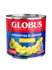 Кукуруза консервированная GLOBUS, сладкая, в зернах, 425 мл