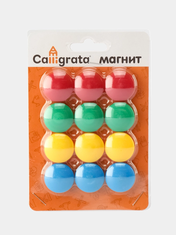 Набор магнитов для доски 12 шт., d - 2 см, блистер, МИКС