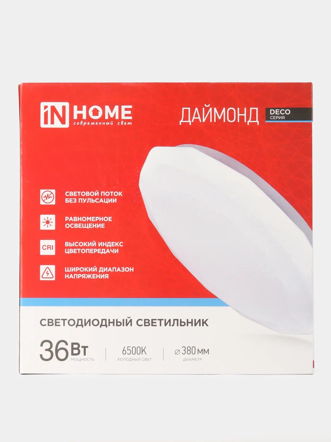 Светильник светодиодный серии DECO ДАЙМОНД 36Вт 230В 6500К 3240Лм 380х55мм