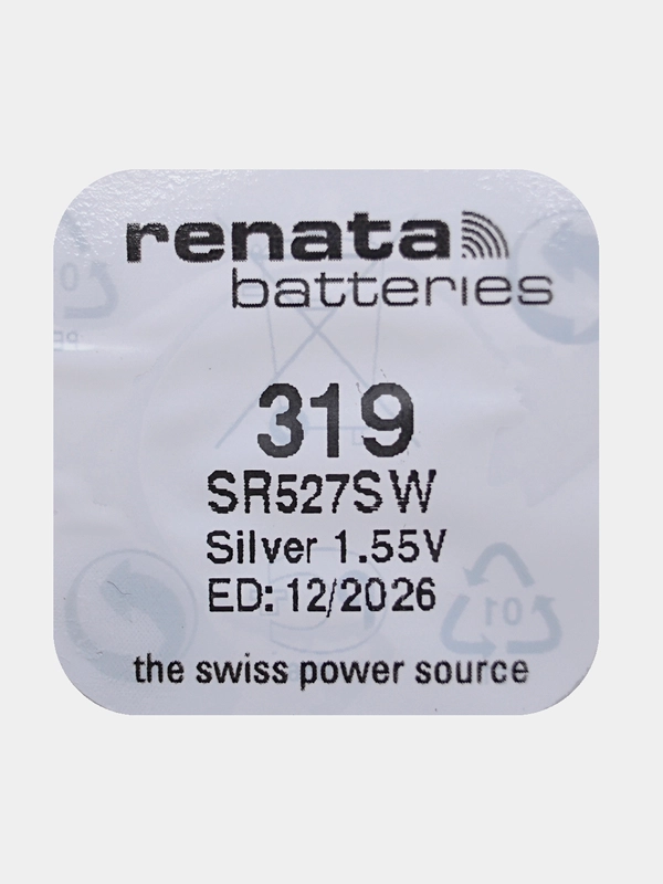 Батарейка Renata 319 (SR527SW, V319), 1.55V, 21 mAh, Швейцария, 1 штука