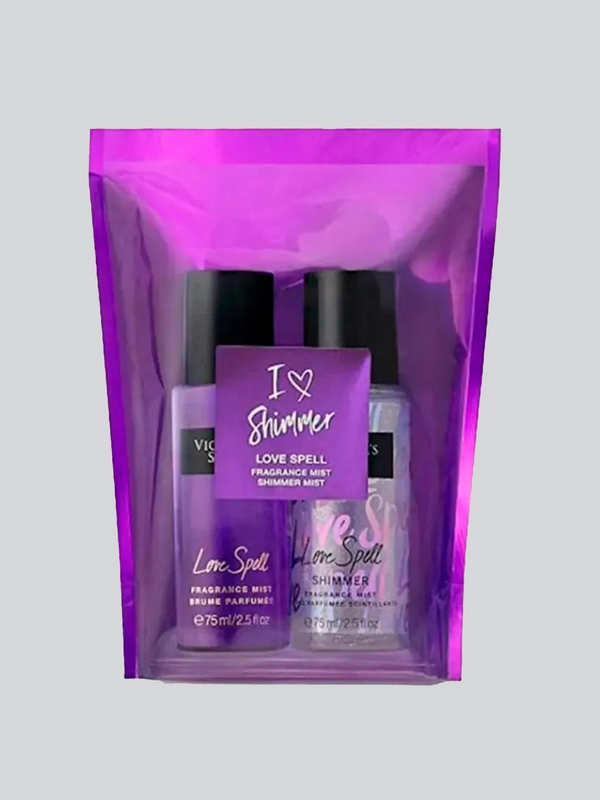 Спрей для тела, парфюмированный, подарочный набор Victoria Secret I love shimmer, 2 штуки