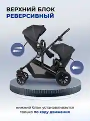 Черный детская коляска-трансформер для двойни Silva Duo Farfello, с рождения до 3 лет