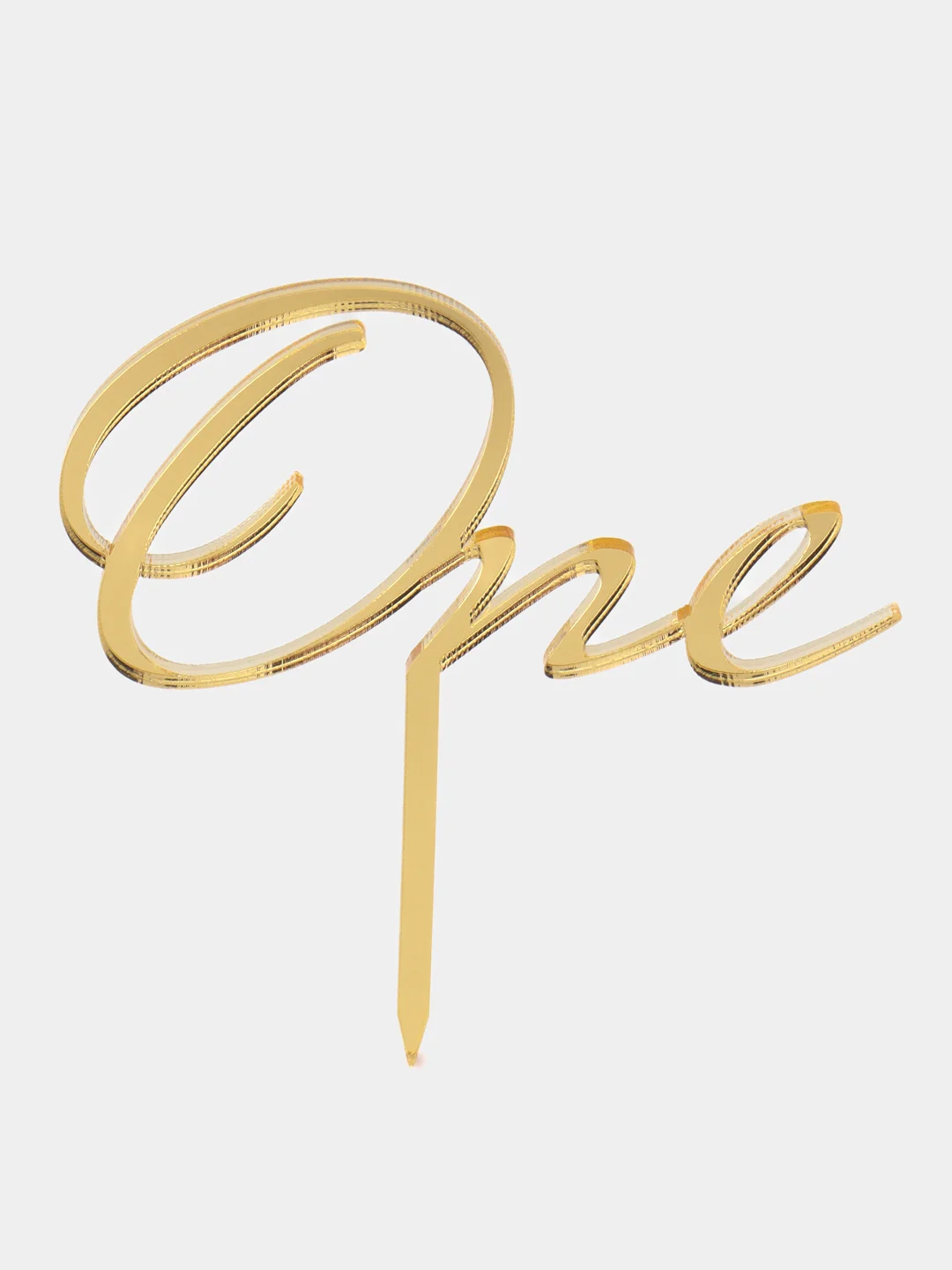 Золотой топпер #Т79 "One" на 1 годик, из акрила, для украшения торта, на палочке, боковой/торцевой