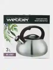 Черный чайник WEBBER BE-0593 и BE-0587 из нержавеющей стали со свестком объем 3л