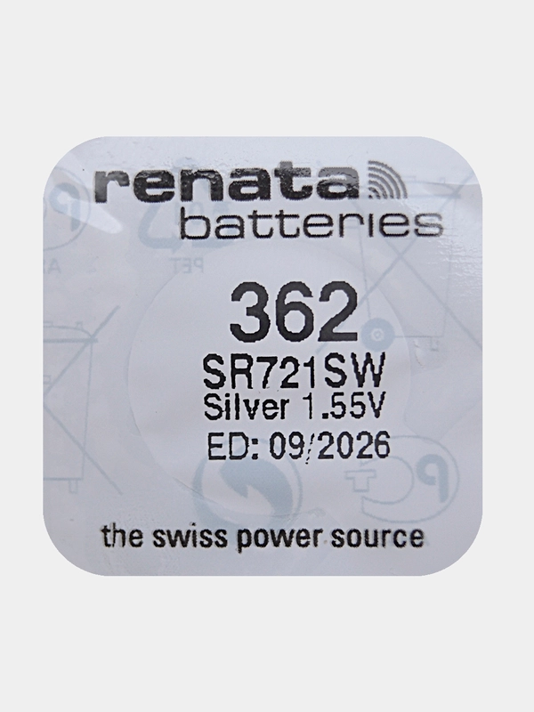 Батарейка Renata 362 (SR721SW, V362), 1.55V, 23 mAh, Швейцария, 1 штука