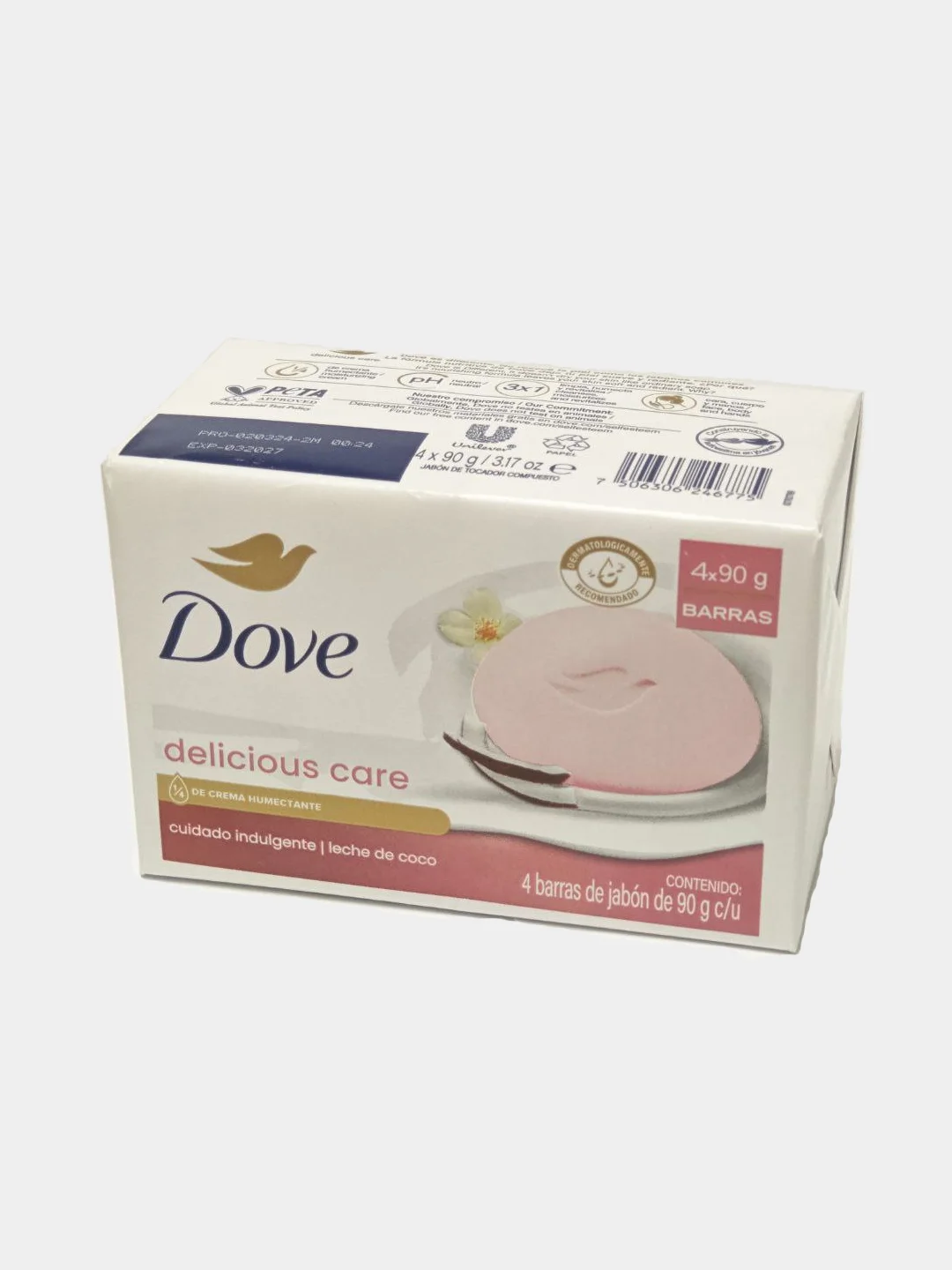 Крем-мыло Dove, Кокосовое молочко и лепестки жасмина, 4 штуки x 90 г