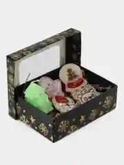 Новогодний подарочный SPA /СПА набор для женщин: твердая пена и свеча - елка ,beauty box