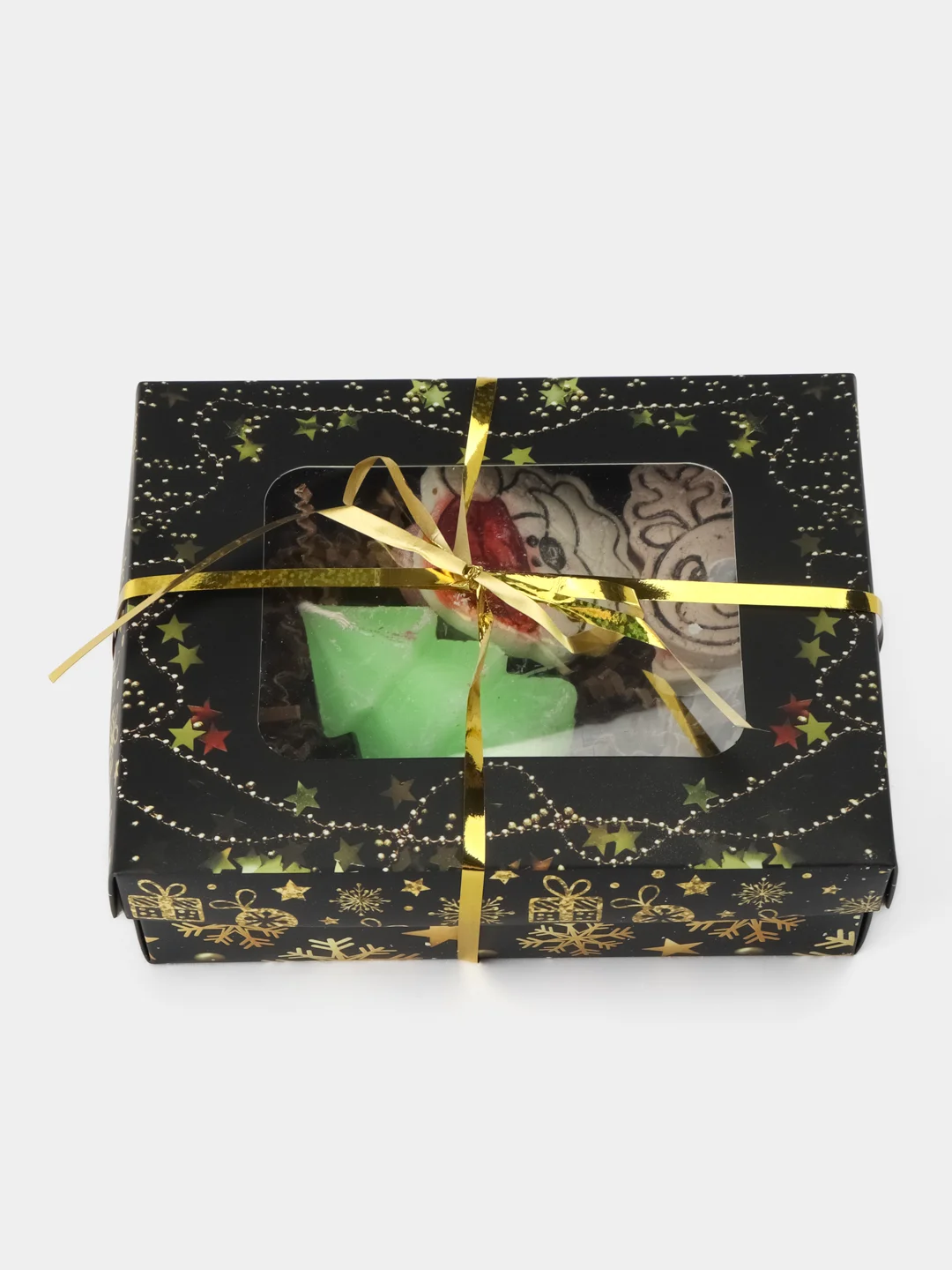 Новогодний подарочный SPA /СПА набор для женщин: твердая пена и свеча - елка ,beauty box