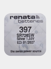 Батарейка Renata 397 (SR726SW, V397), 1.55V, 32 mAh, Швейцария, 1 штука