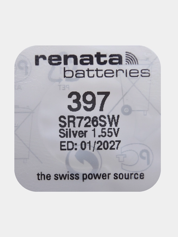 Батарейка Renata 397 (SR726SW, V397), 1.55V, 32 mAh, Швейцария, 1 штука