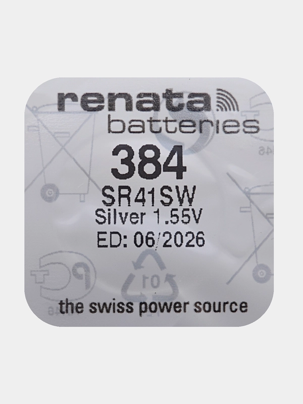 Батарейка Renata 384 (SR41SW, V384), 1.55V, 45 mAh, Швейцария, 1 штука
