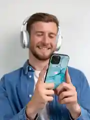 Небесно-голубой чехол на iphone 13 pro max, защитный, силиконовый с пластиком/задняя накладка под мрамор