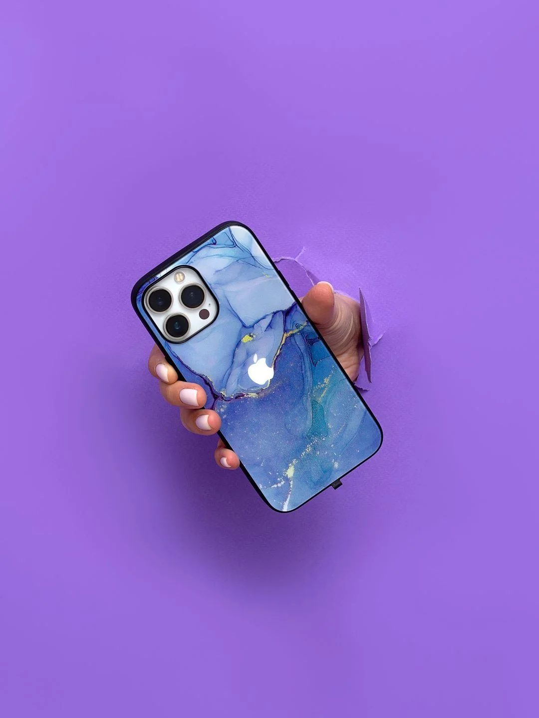 Фиолетовый чехол на iphone 13 pro max, защитный, силиконовый с пластиком/задняя накладка под мрамор