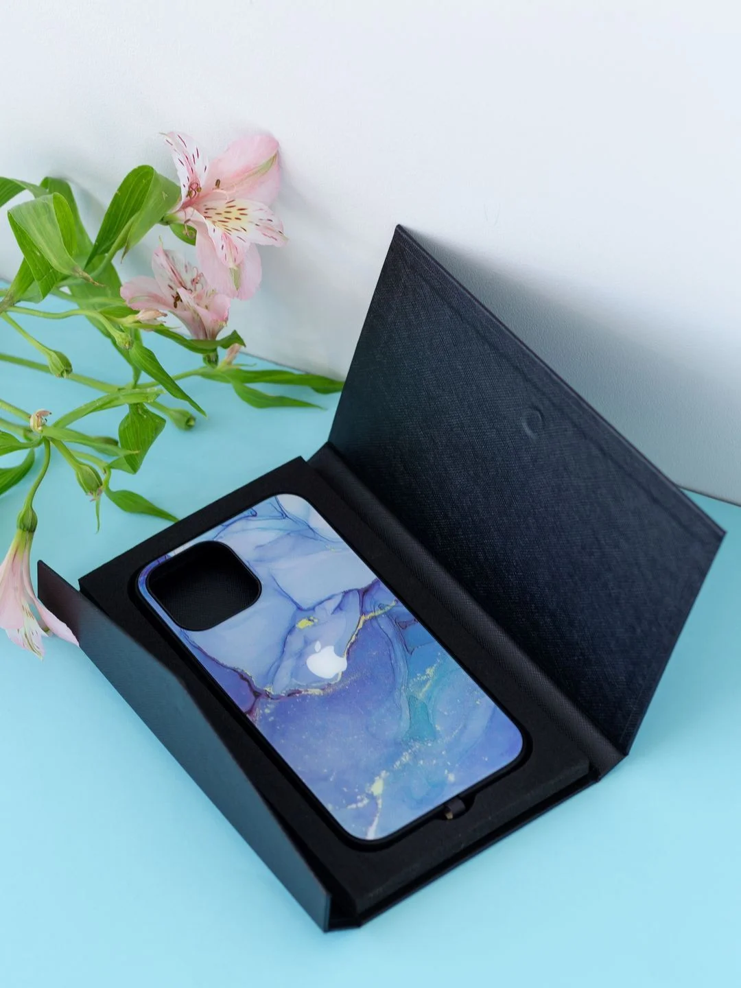 Фиолетовый чехол на iphone 13 pro max, защитный, силиконовый с пластиком/задняя накладка под мрамор