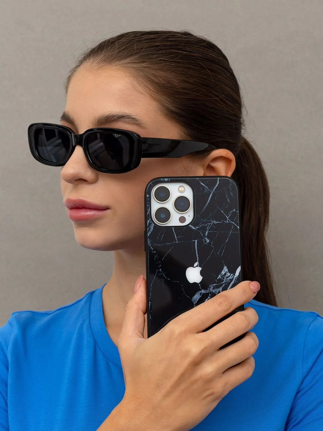 Серебряный чехол на iphone 13 pro max, защитный, силиконовый с пластиком/задняя накладка под мрамор