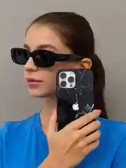 Серебряный чехол на iphone 13 pro max, защитный, силиконовый с пластиком/задняя накладка под мрамор