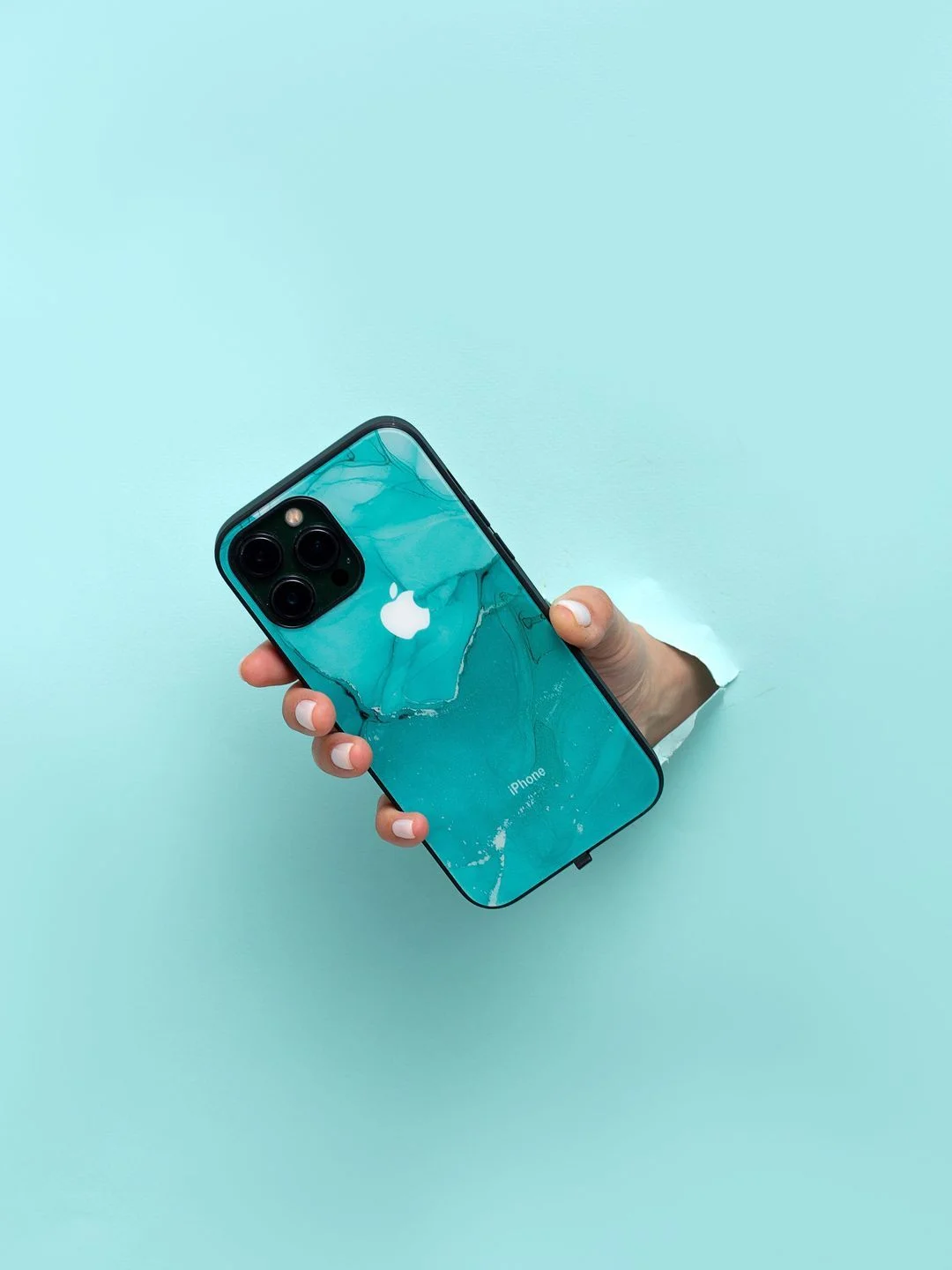 Зеленый чехол на iphone 13 pro max, защитный, силиконовый с пластиком/задняя накладка под мрамор