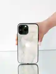 Бежевый чехол на iphone 13 pro max, защитный, силиконовый с пластиком/задняя накладка под мрамор