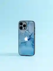 Голубой чехол на iphone 13 pro max, защитный, силиконовый с пластиком/задняя накладка под мрамор