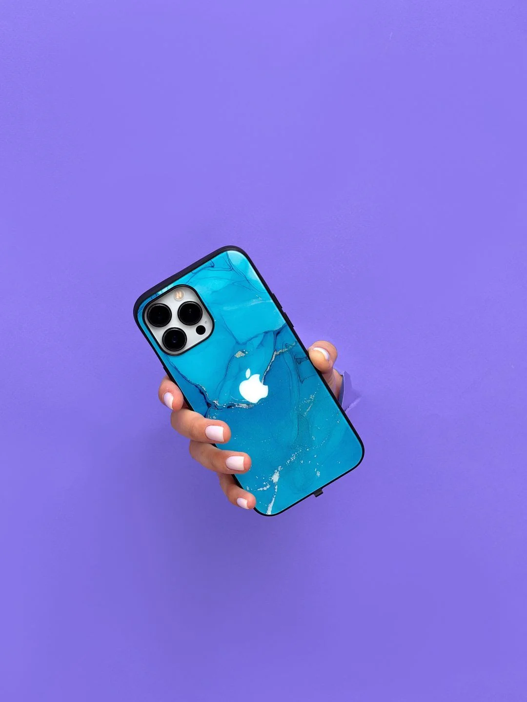 Синий чехол на iphone 13 pro max, защитный, силиконовый с пластиком/задняя накладка под мрамор