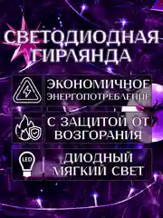 Фиолетовый электрогирлянда для украшения интерьера 10 метров, 8 режимов, 100 LED