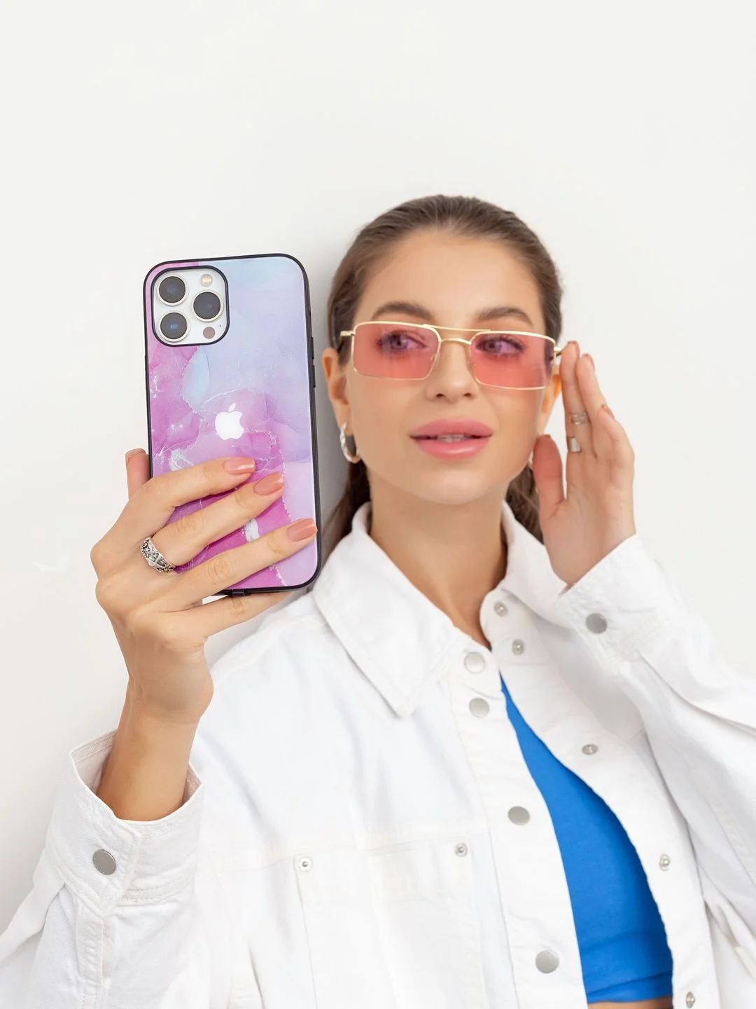 Розовый чехол на iphone 13 pro, защитный, силиконовый с пластиком/задняя накладка с рисунком