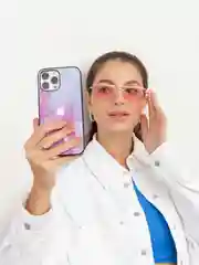 Розовый чехол на iphone 13 pro, защитный, силиконовый с пластиком/задняя накладка с рисунком