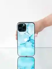 Небесно-голубой чехол на iphone 13 pro, защитный, силиконовый с пластиком/задняя накладка с рисунком