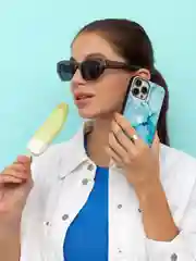 Небесно-голубой чехол на iphone 13 pro, защитный, силиконовый с пластиком/задняя накладка с рисунком