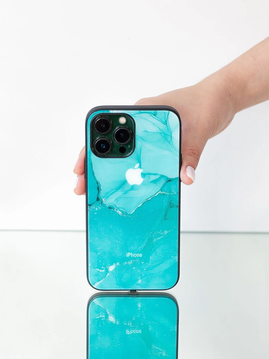 Зеленый чехол на iphone 13 pro, защитный, силиконовый с пластиком/задняя накладка с рисунком
