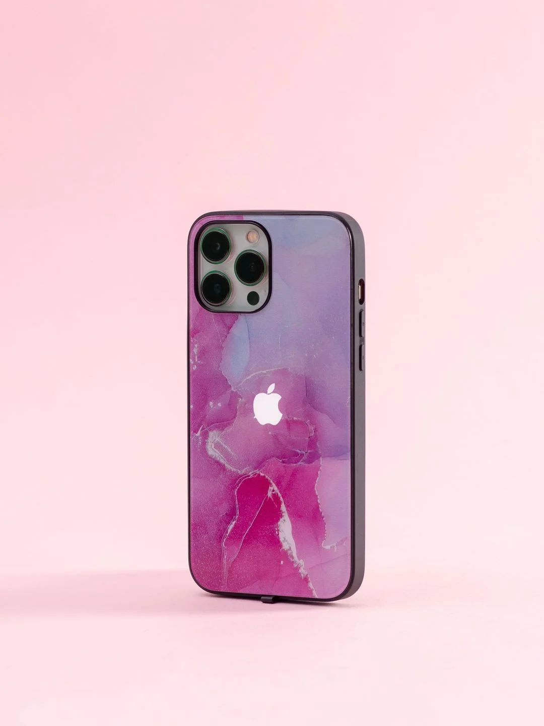 Розовый чехол на iphone 14 pro max, защитный, силиконовый с пластиком/задняя накладка под мрамор