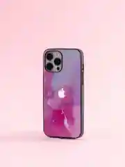 Розовый чехол на iphone 14 pro max, защитный, силиконовый с пластиком/задняя накладка под мрамор