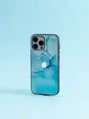 Небесно-голубой чехол на iphone 14 pro max, защитный, силиконовый с пластиком/задняя накладка под мрамор
