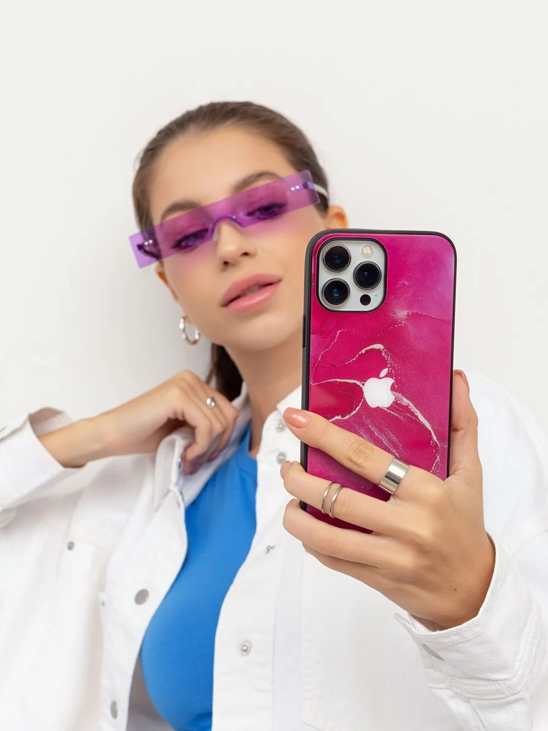 Красный чехол на iphone 14 pro max, защитный, силиконовый с пластиком/задняя накладка под мрамор