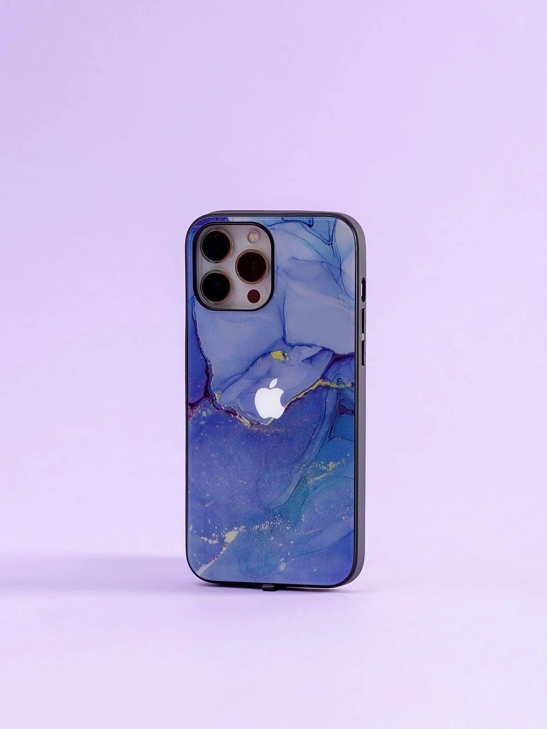 Фиолетовый чехол на iphone 14 pro max, защитный, силиконовый с пластиком/задняя накладка под мрамор