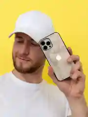 Бежевый чехол на iphone 14 pro max, защитный, силиконовый с пластиком/задняя накладка под мрамор