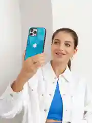 Синий чехол на iphone 14 pro max, защитный, силиконовый с пластиком/задняя накладка под мрамор