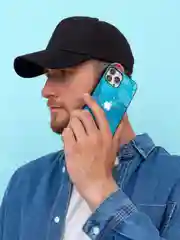 Синий чехол на iphone 14 pro max, защитный, силиконовый с пластиком/задняя накладка под мрамор