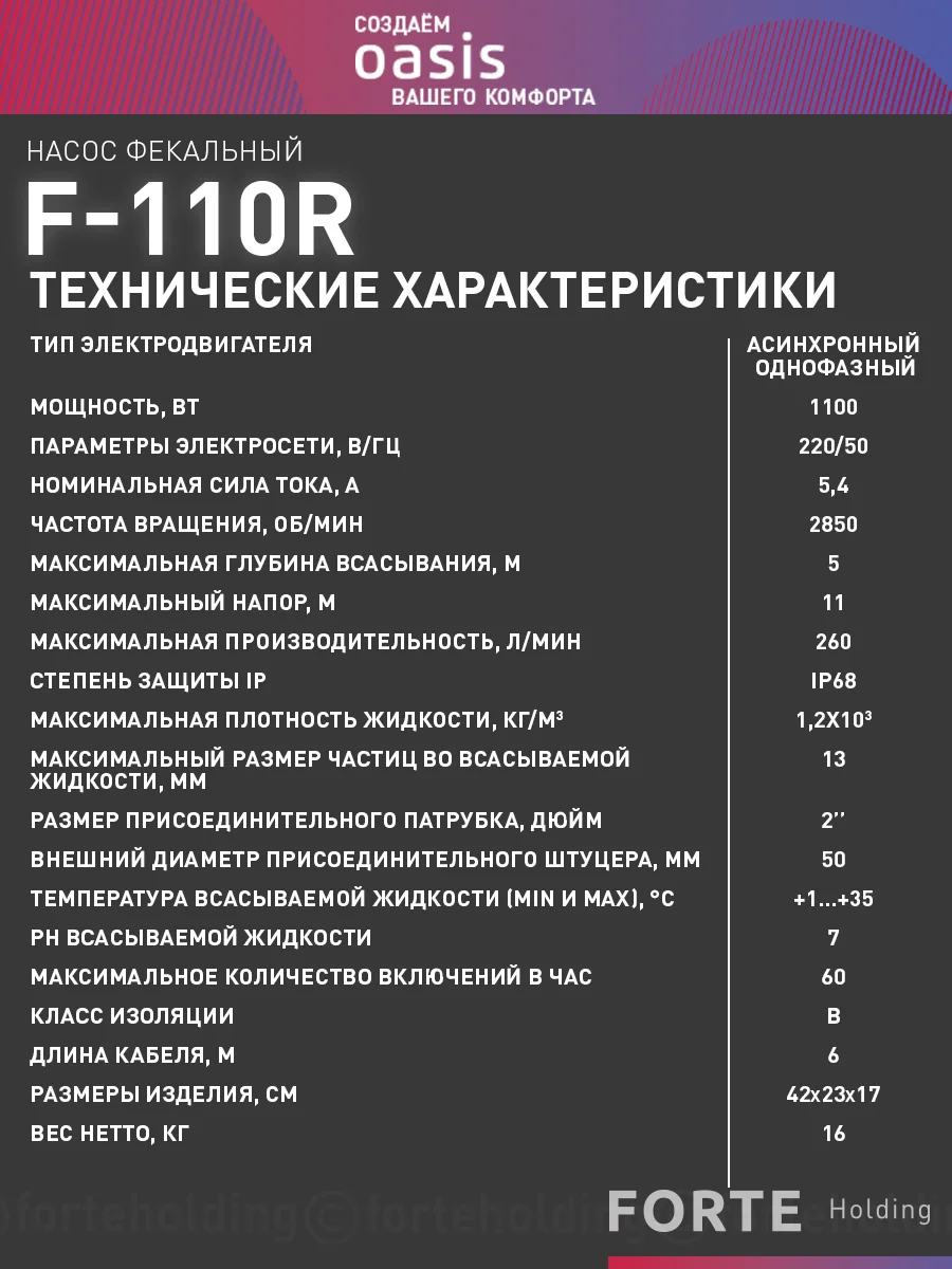 Серый металлик насос фекальный погружной с измельчителем "making Oasis everywhere" F-110R