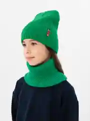 Зеленый зимний комплект для девочки 5-12 лет. Зимняя шапка для девочки