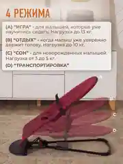 Красный детский складной шезлонг Mamagoods для новорожденных кресло качалка для малышей от 0