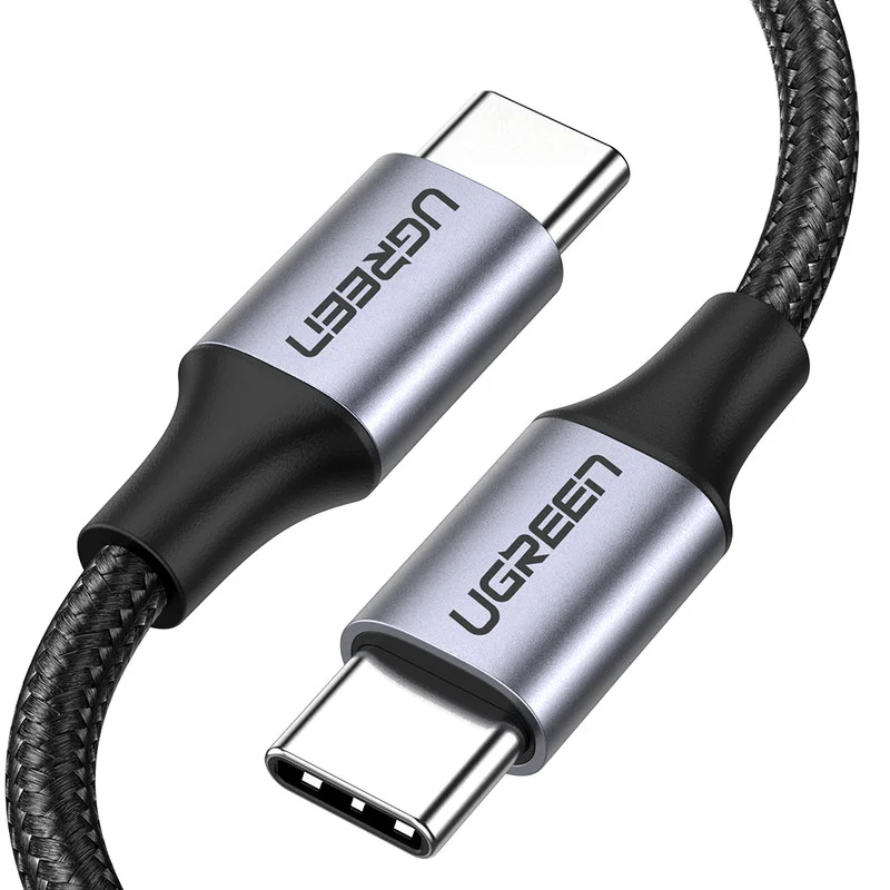 Серый кабель UGREEN US261 (50152) USB 2.0 C M/M Round Cable Nickel Plating Aluminum Shell.