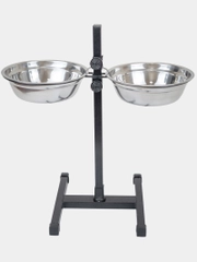 Миска на подставке PetTails, стойка металлическая, регулируемая, двойная, h50см, 2*1,5л