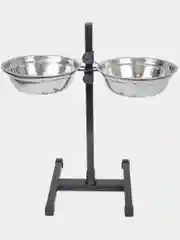 Миска на подставке PetTails, стойка металлическая, регулируемая, двойная, h50см, 2*1,5л