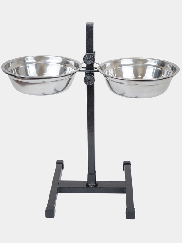 Миска на подставке PetTails, стойка металлическая, регулируемая, двойная, h50см, 2*1,5л