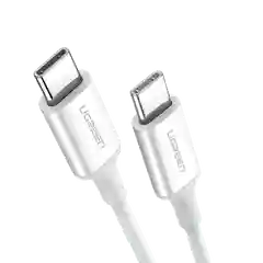 Белый кабель UGREEN US264 (60519) USB-C 2.0 Male To USB-C 2.0 Male 3A Data Cable. Длина 1,5 м.