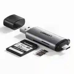 Кардридер UGREEN CM184 (50704) USB-C TF + SD Card Reader. Цвет: серый
